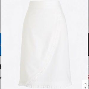 JCrew Oxford ruffle pencil skirt white size 4